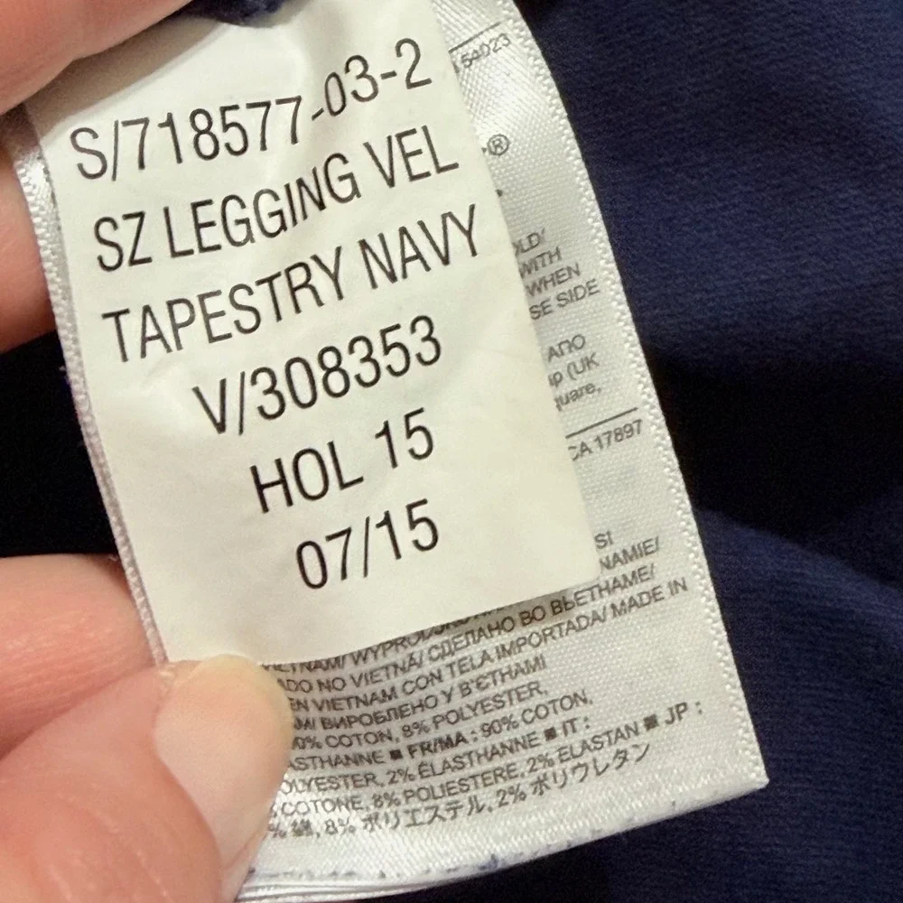 Gap 1969 Side Zip Legging 29 Navy Velvet Skinny High Rise Pants Tapestry Navy